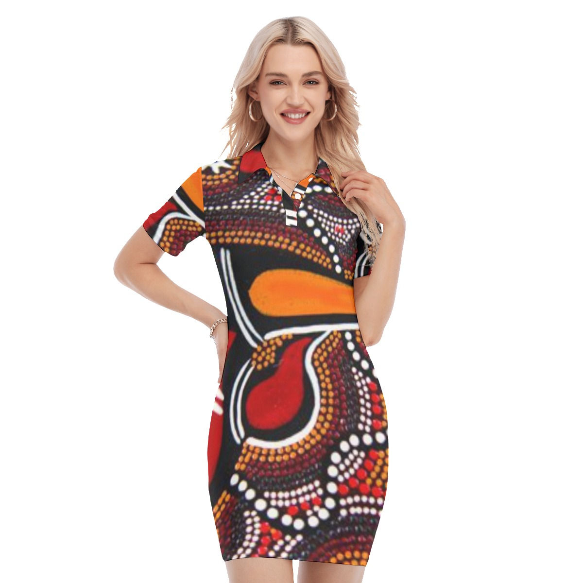 All-Over Print Women's Polo Collar Dress