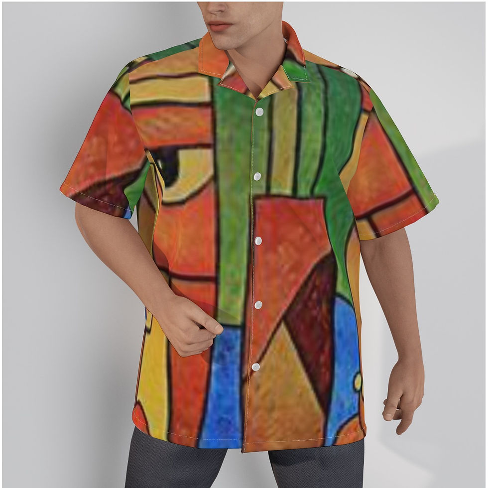 All-Over Print Men's Hawaiian Shirt With Button Closure