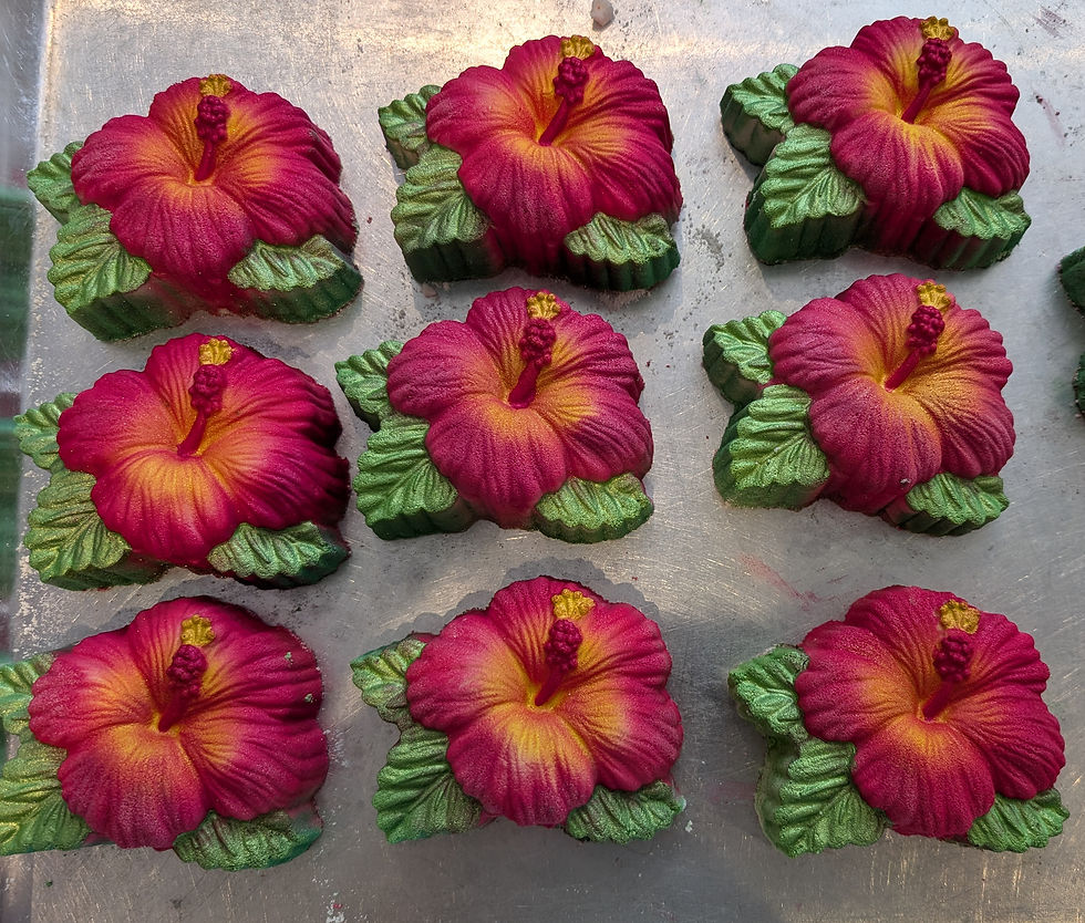 Thumbnail: Grosse bombe de bain hibiscus avec feuilles
