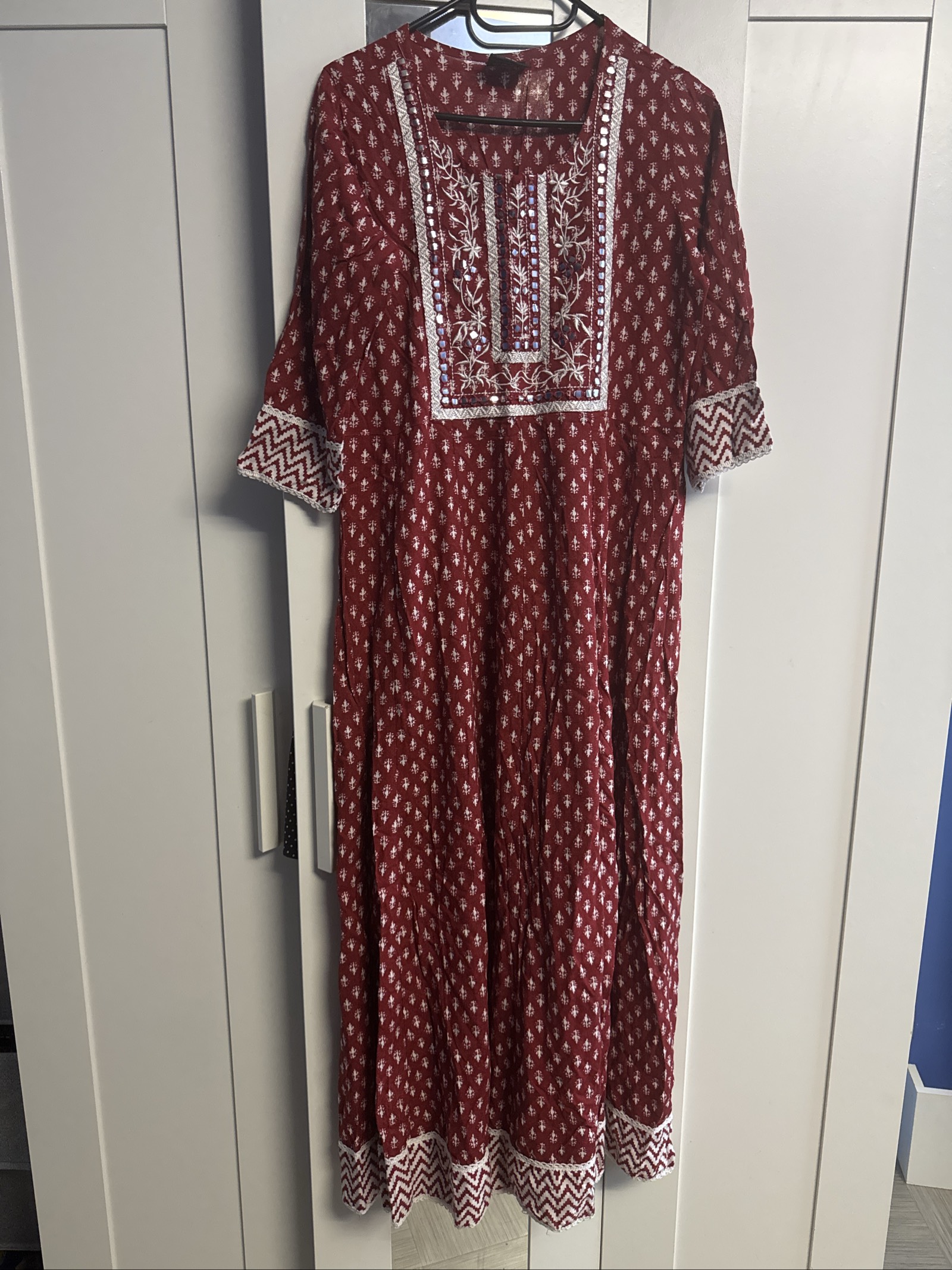 Tunique Kurti longue traditionnelle indienne rouge