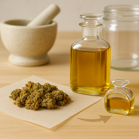 Sanfte Alchemie: Herstellung von hochwertigem CBD-Öl durch Warminfusion zu Hause (mit High Level Genetics Blüten)