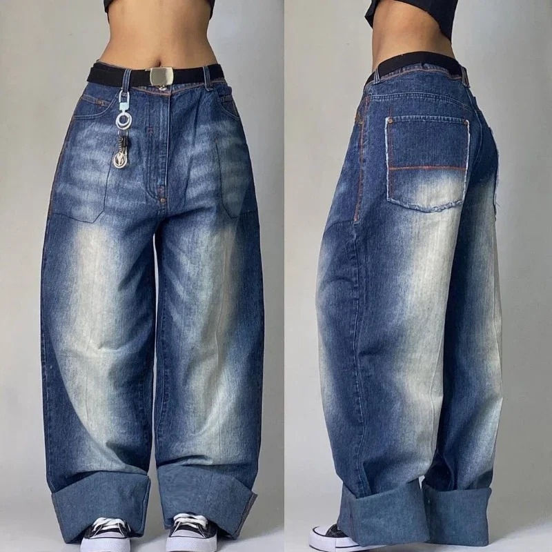 Miniatura: Streetwear Fashion New Multi-pocket Washed Baggy Jeans Men And Women Y2K Hip-hop