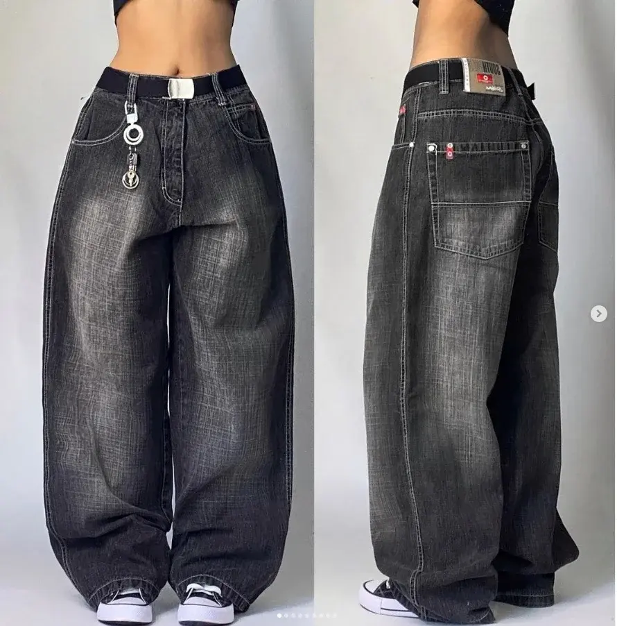 Miniatura: Streetwear Fashion New Multi-pocket Washed Baggy Jeans Men And Women Y2K Hip-hop
