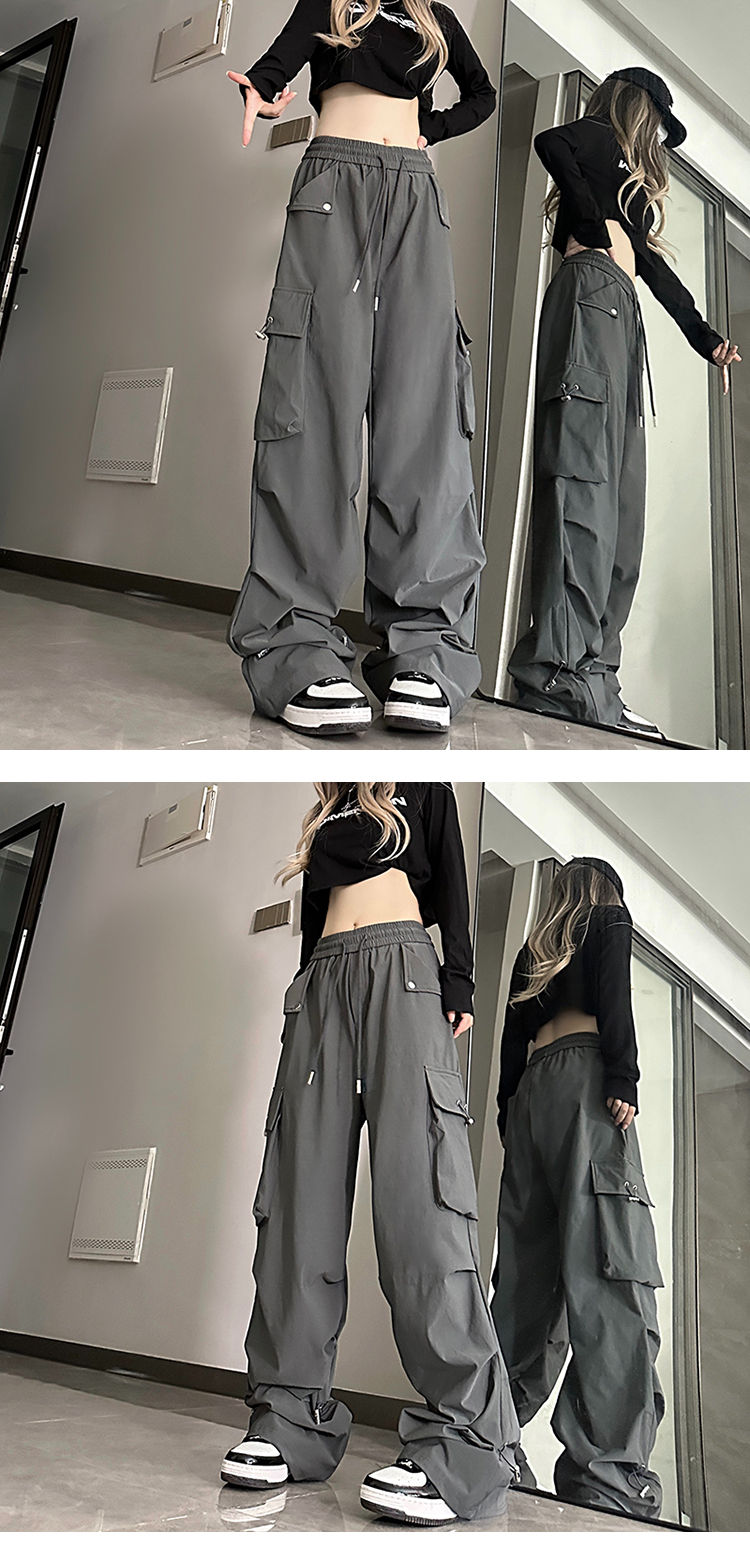 Miniatura: 2024 American style large pocket cargo pants women's spring summer new style wid