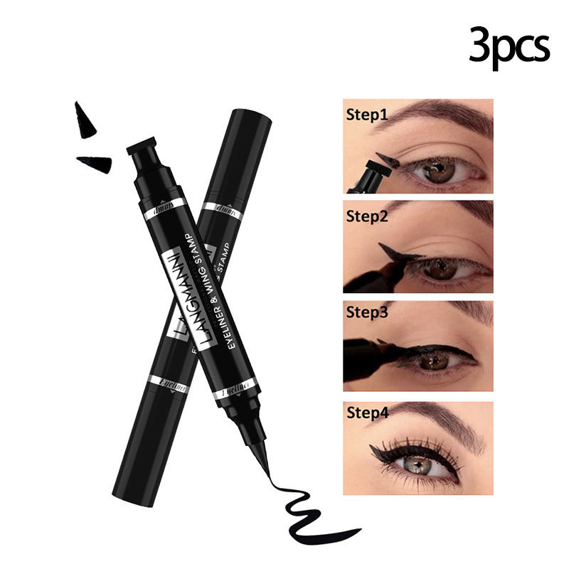 Miniatura: Dual-Ended Stamp Eyeliner Pen, 2-in-1 Waterproof and Smudge-Proof Black Eyeliner