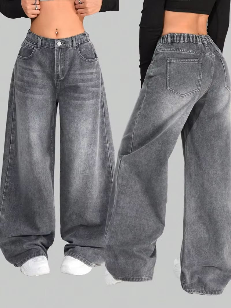 Miniatura: Streetwear Fashion New Multi-pocket Washed Baggy Jeans Men And Women Y2K Hip-hop