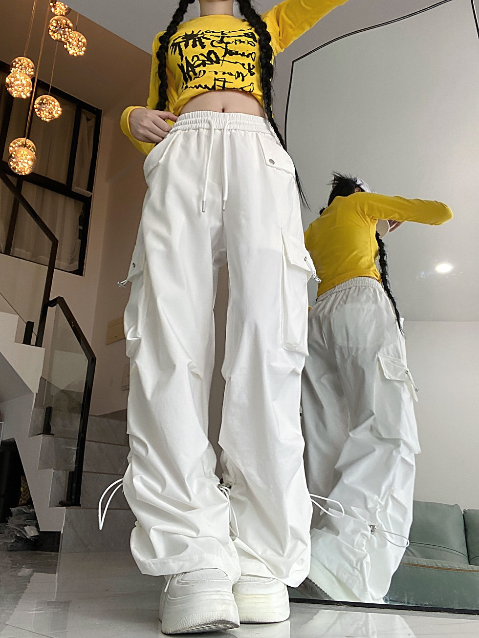 Miniatura: 2024 American style large pocket cargo pants women's spring summer new style wid