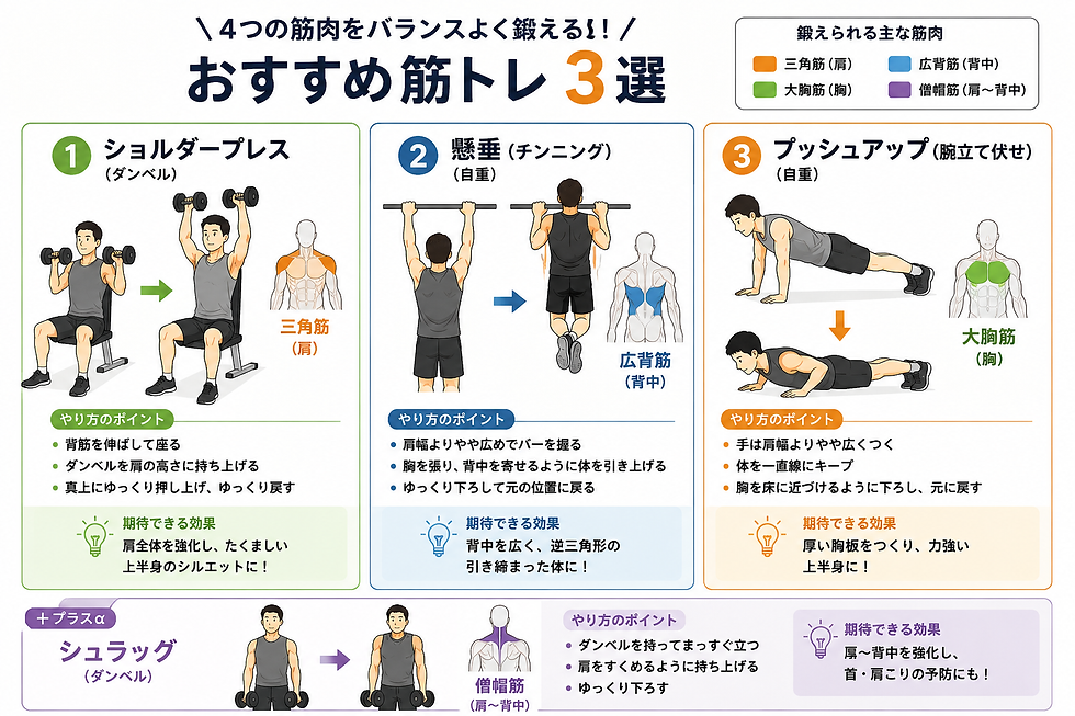 肩を鍛える筋トレのイラスト