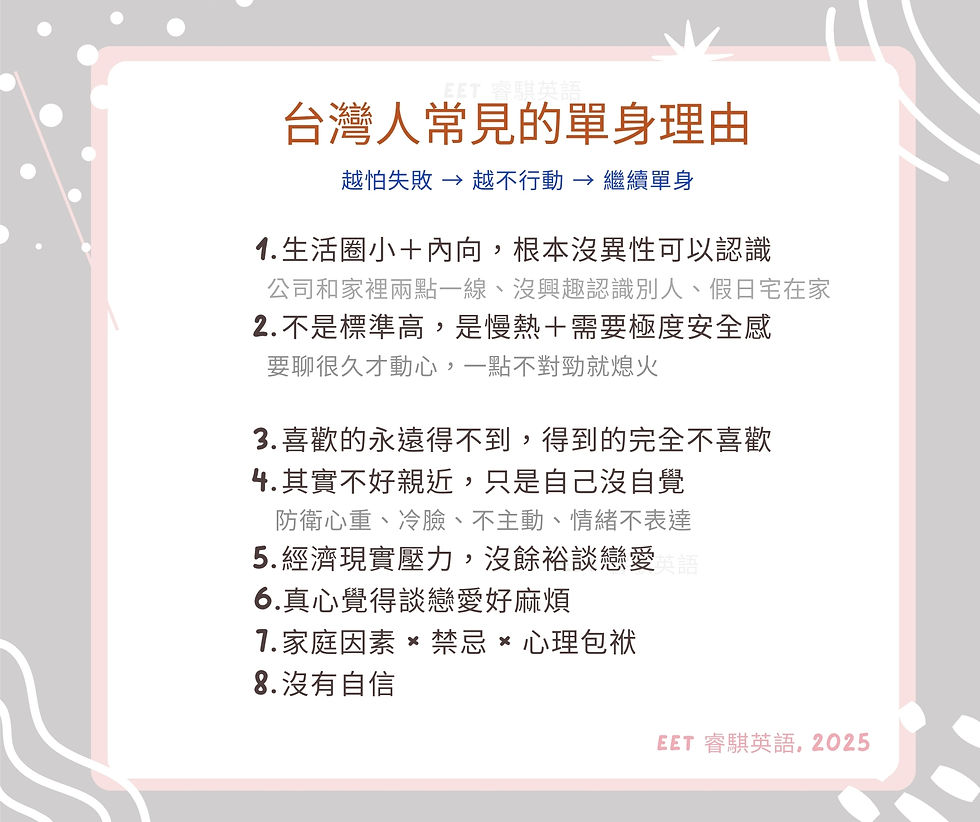 台灣人常見的單身理由