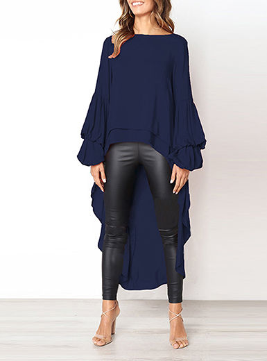 Thumbnail: Mullet Cut Puffy Ruffle Long Sleeve Dress