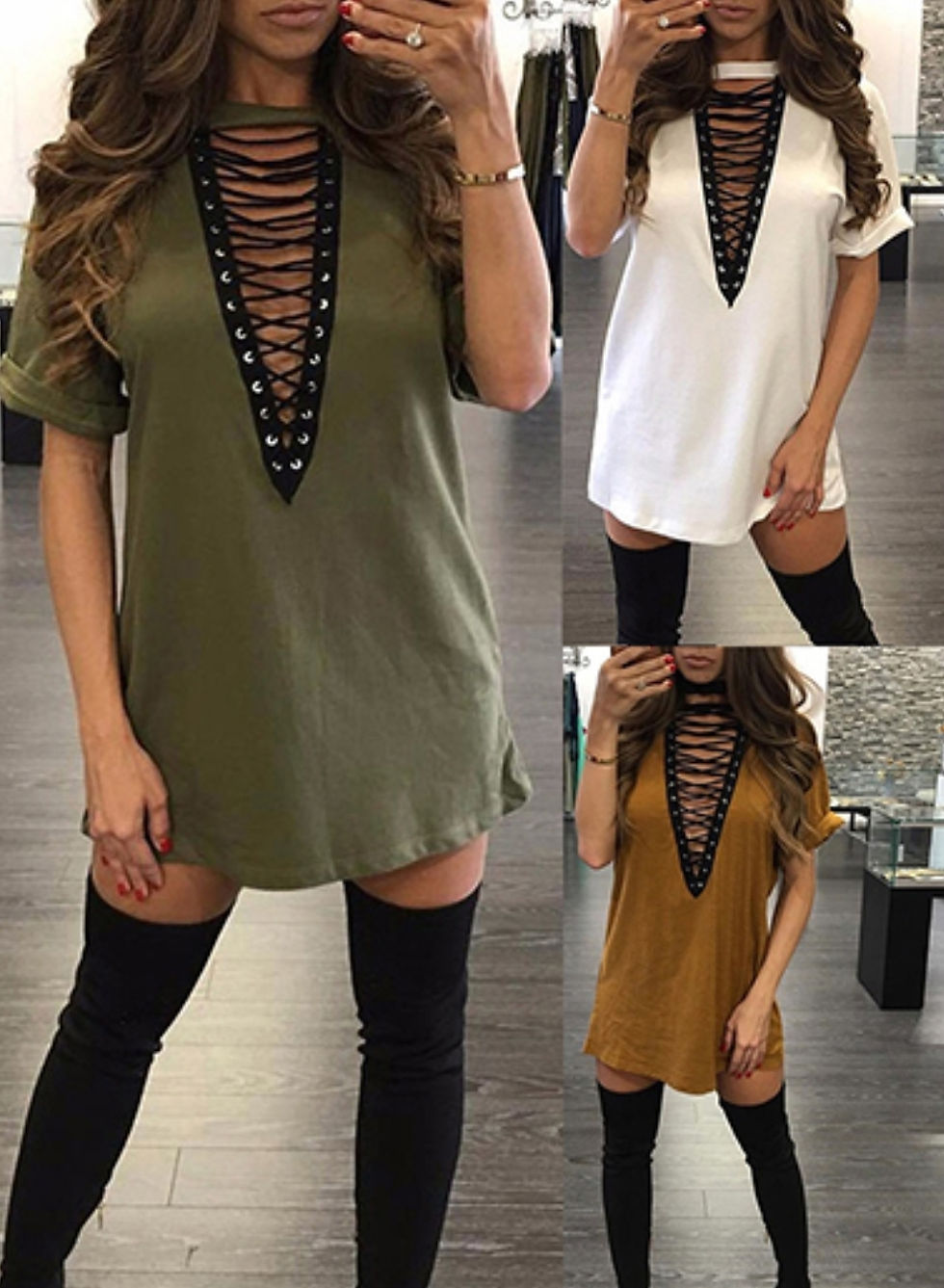 Thumbnail: Women's Mini Dress with Laces