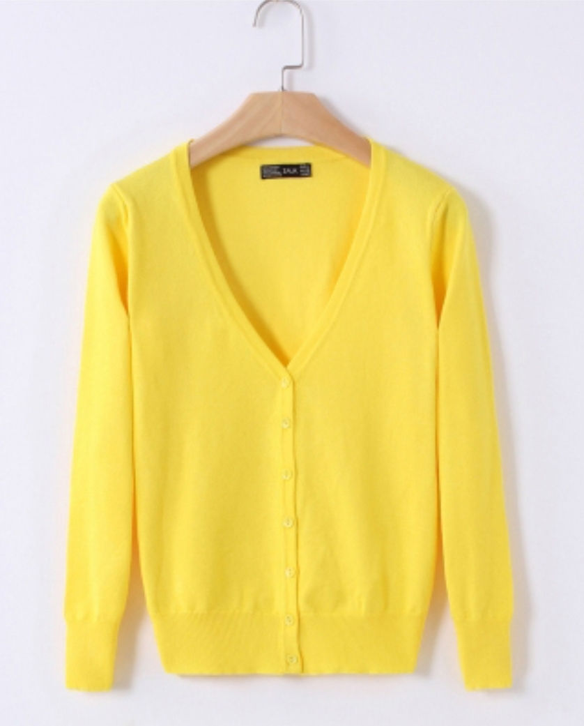 Thumbnail: Women's V-Neck Cardigan w Buttons 