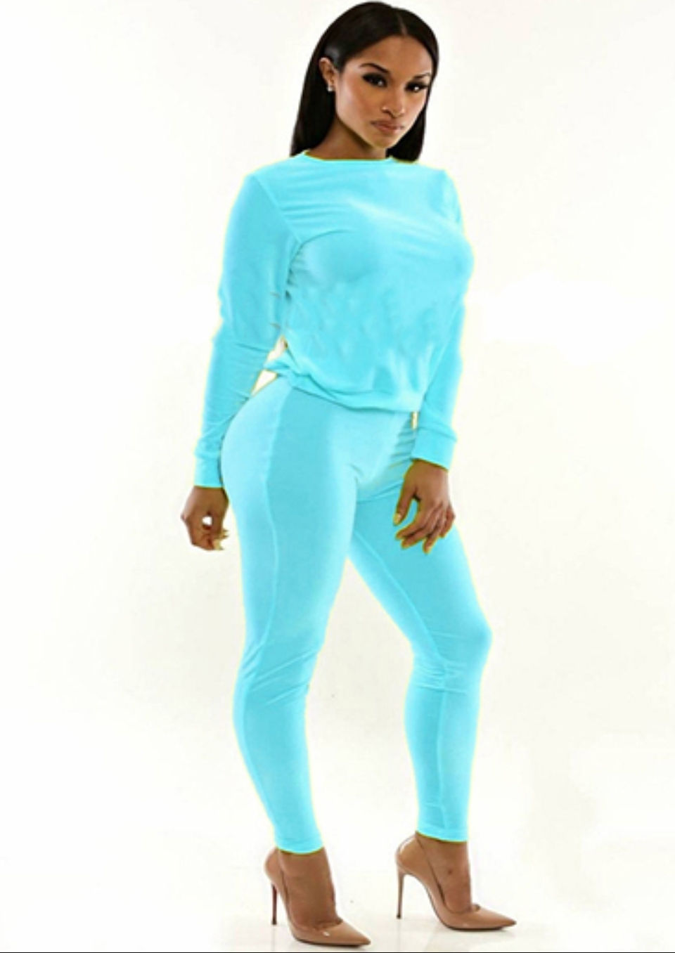 Thumbnail: Women's Solid Color 2 Piece Fitted Leggings Set