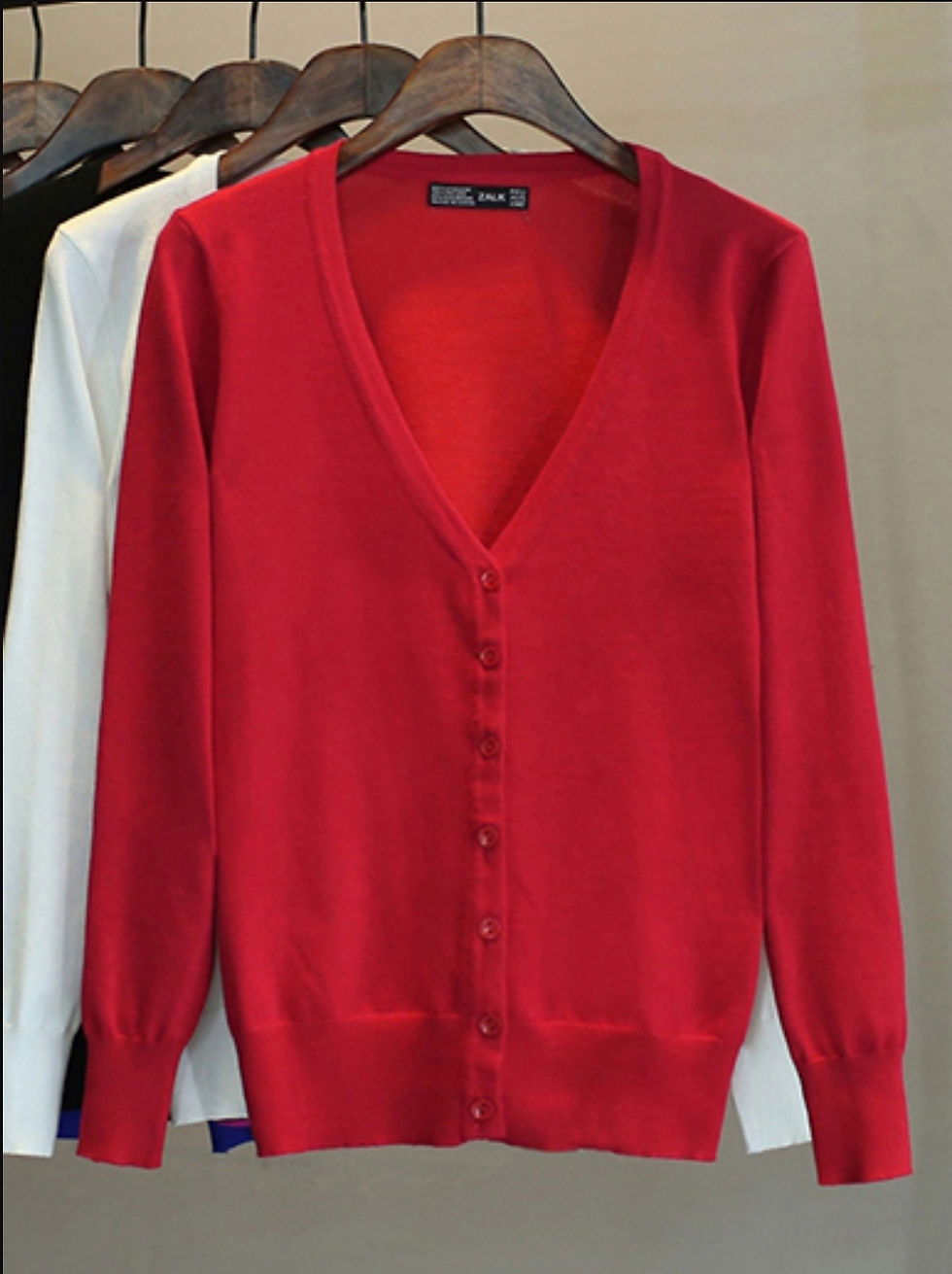 Thumbnail: Women's V-Neck Cardigan w Buttons 