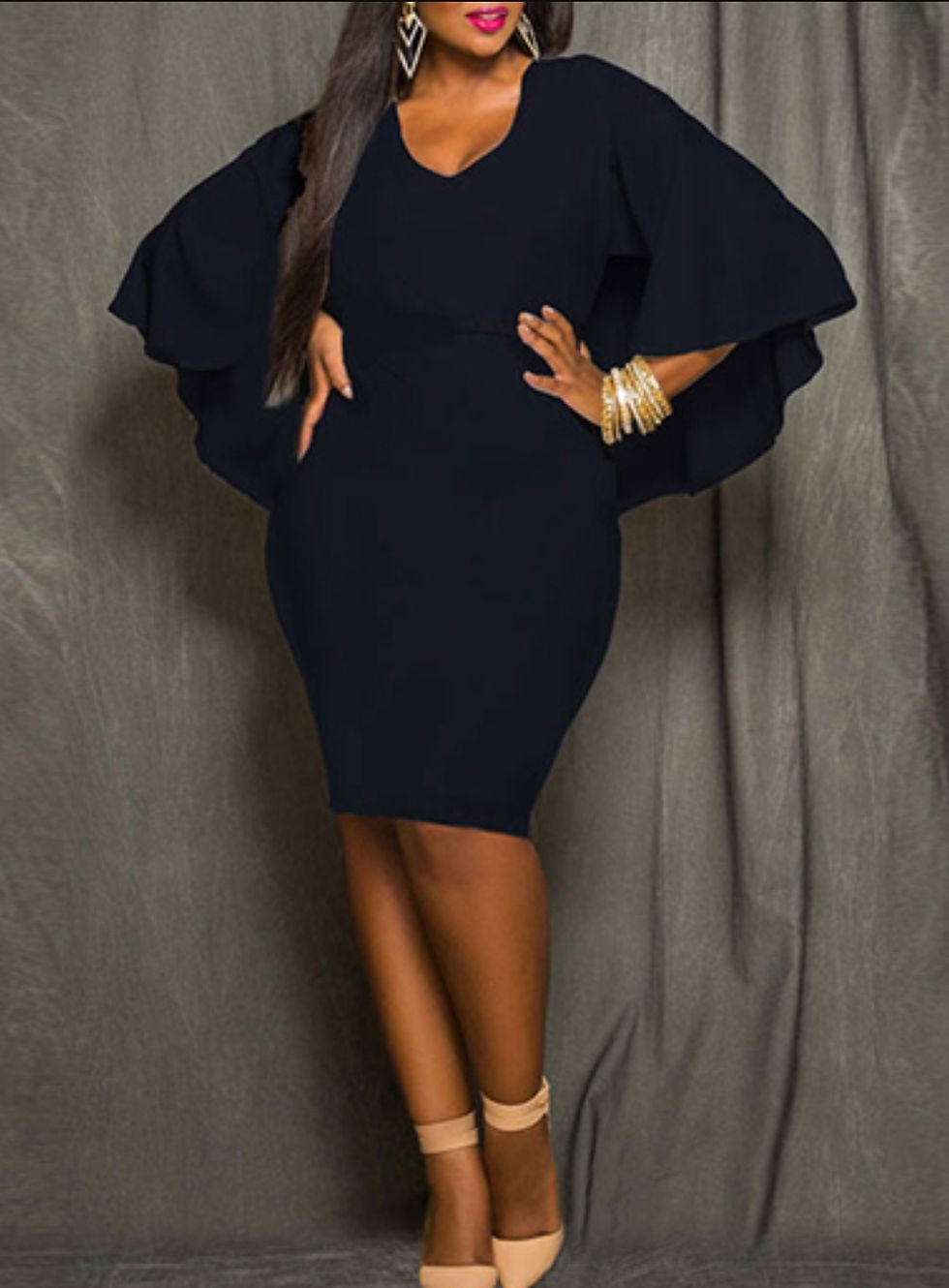 Thumbnail: Plus Size Knee Length Cape Dress