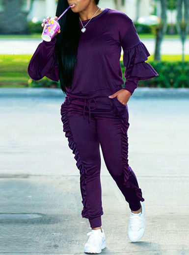 Thumbnail: Women's Large Ruffle Accented Track Suit