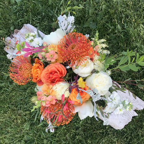 Orange and White Bridal Bouquet