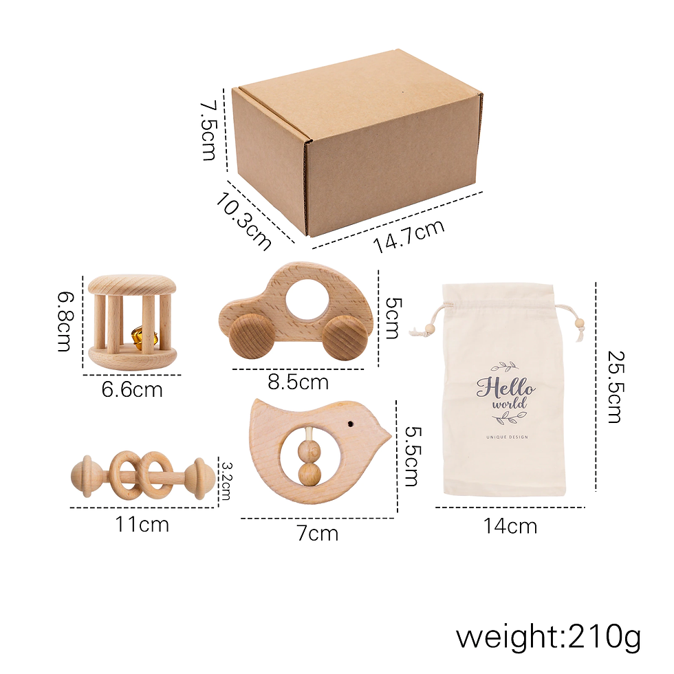 Thumbnail: Natural Wood Teether Toy Set - 4 Pieces