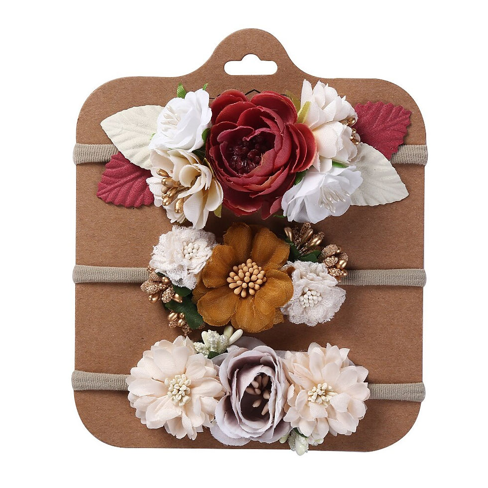 Thumbnail: 3 Pcs Set | Floral Baby Headband