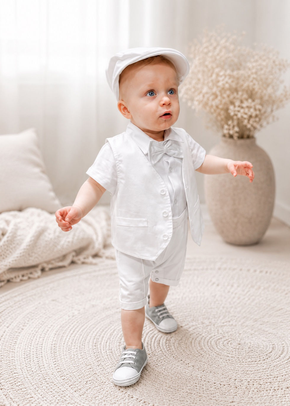 Thumbnail: White Baptism Suit Set | Baby Boy Christening