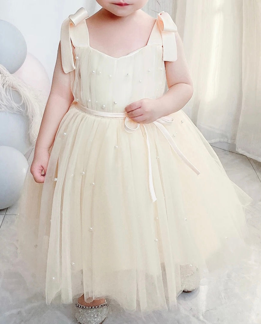 Thumbnail: Sweat Pea | Girls Pearl Tulle Dress