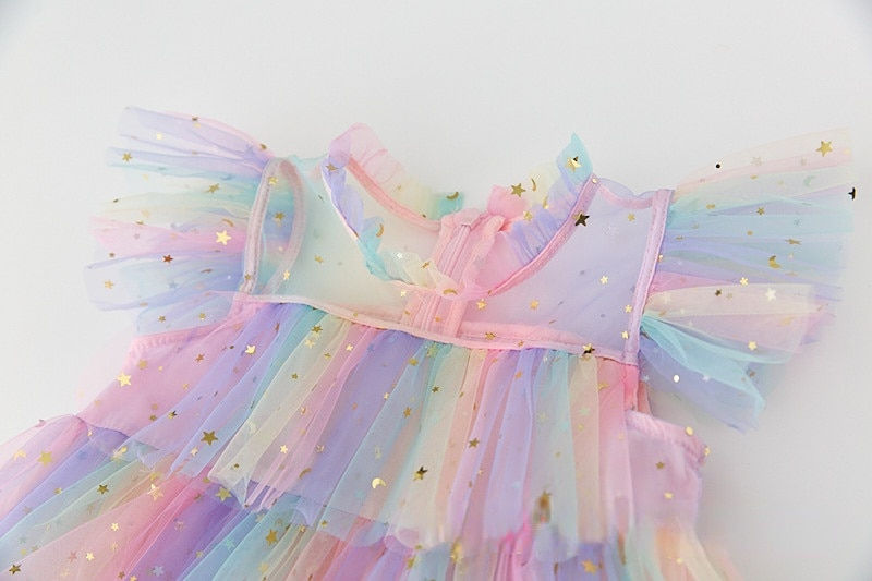 Thumbnail: Tulle Flutter Sleeve Sequined Party Dress
