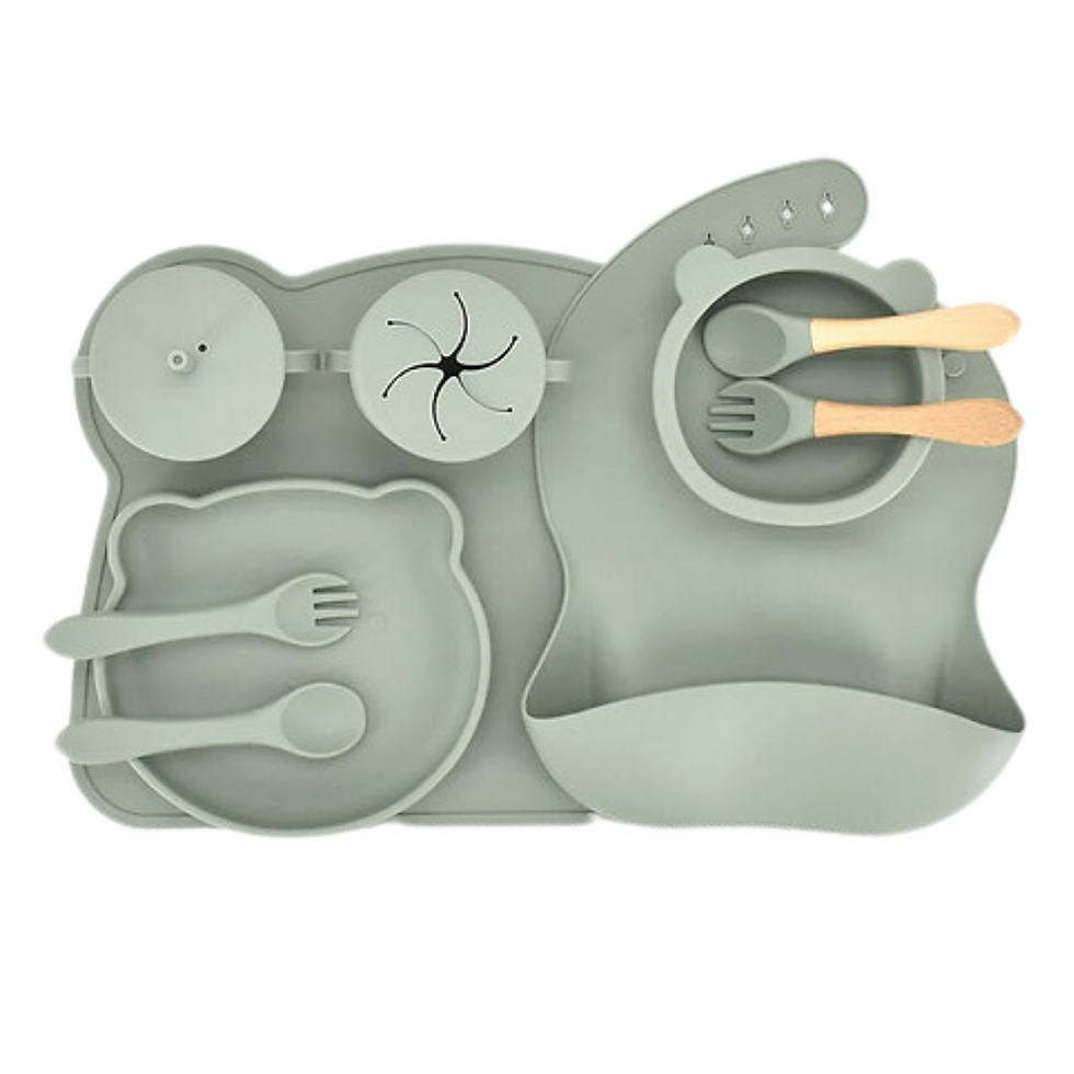 Thumbnail: 10 Pcs Bear Themed Feeding Set - Silicone Feeding set