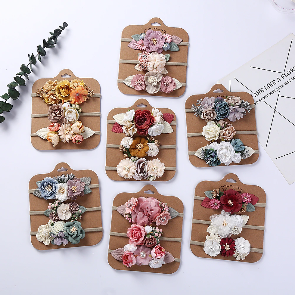 Thumbnail: 3 Pcs Set | Floral Baby Headband