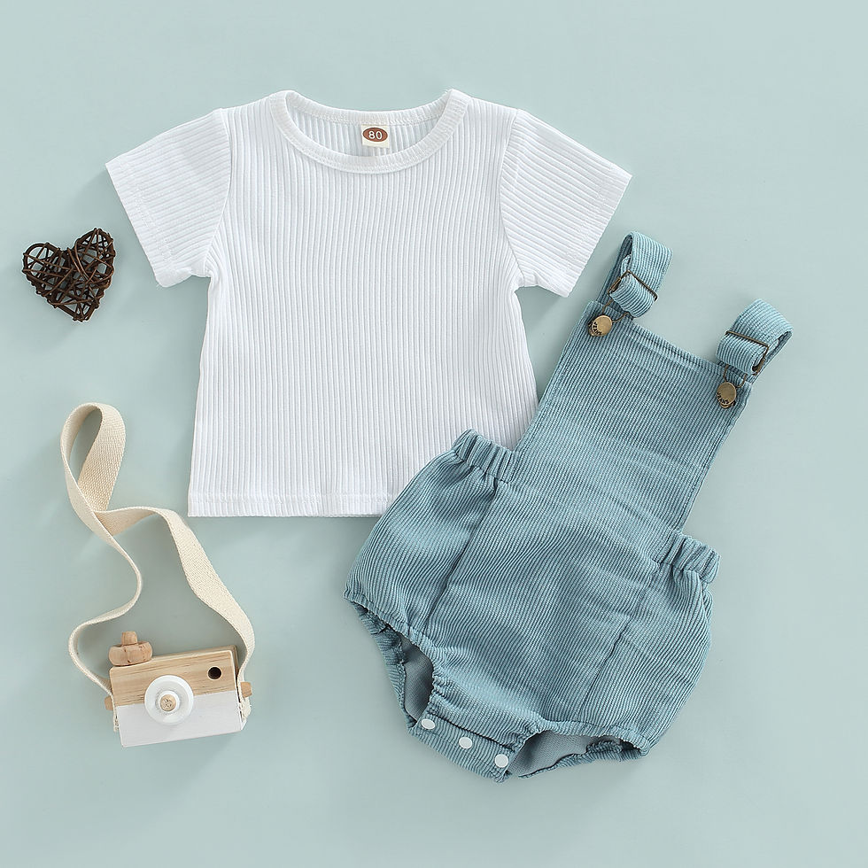 Thumbnail: Corduroy Shirt & Overalls Set | Summer Baby Outfit