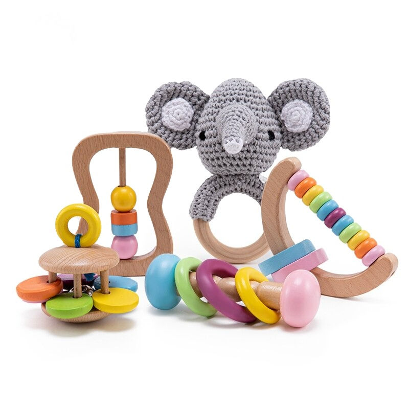 Thumbnail: 5 Pcs Wood Teether Toy Set