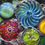 Thumbnail: Detail Bouquet of Buttons stained-glass suncatcher by Chronic Panes for Afternoons at the Majestic