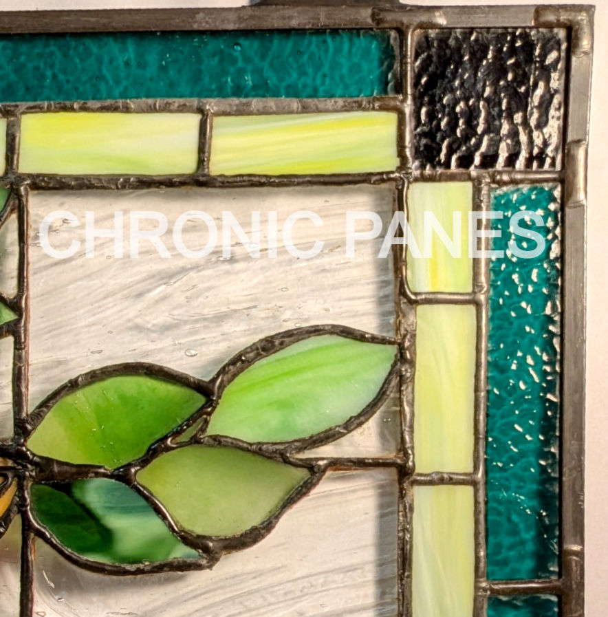 Thumbnail: Detail Creamsicle Rose Stained Glass Window by Chronic Panes for The Majestic