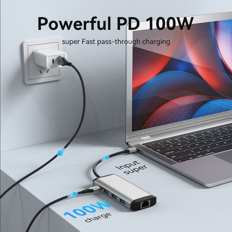 Thumbnail: Vention HUB USB-C 9-in-1 – HDMI 4K, RJ45, USB 3.0, Card Reader, PD 100W