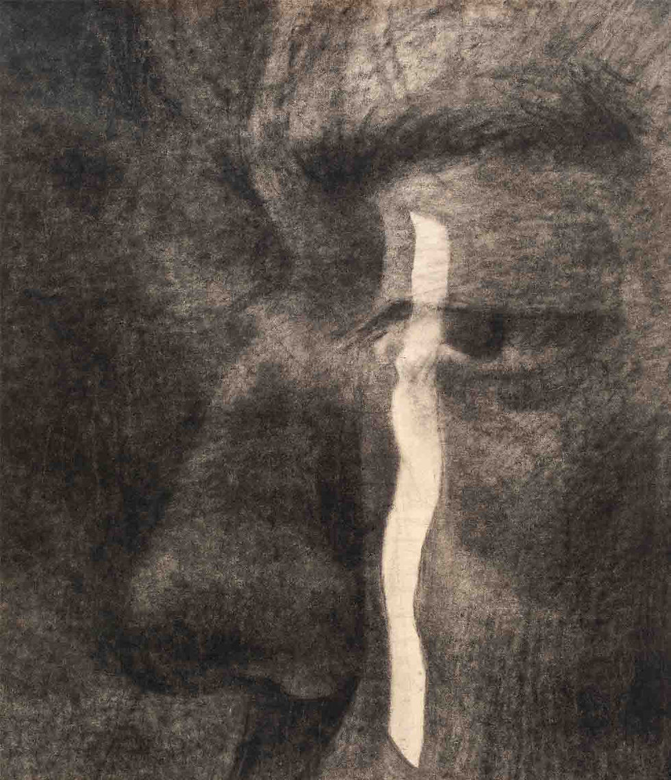 雨中散步 #18112001_Chacoal on canvas_65x53cm