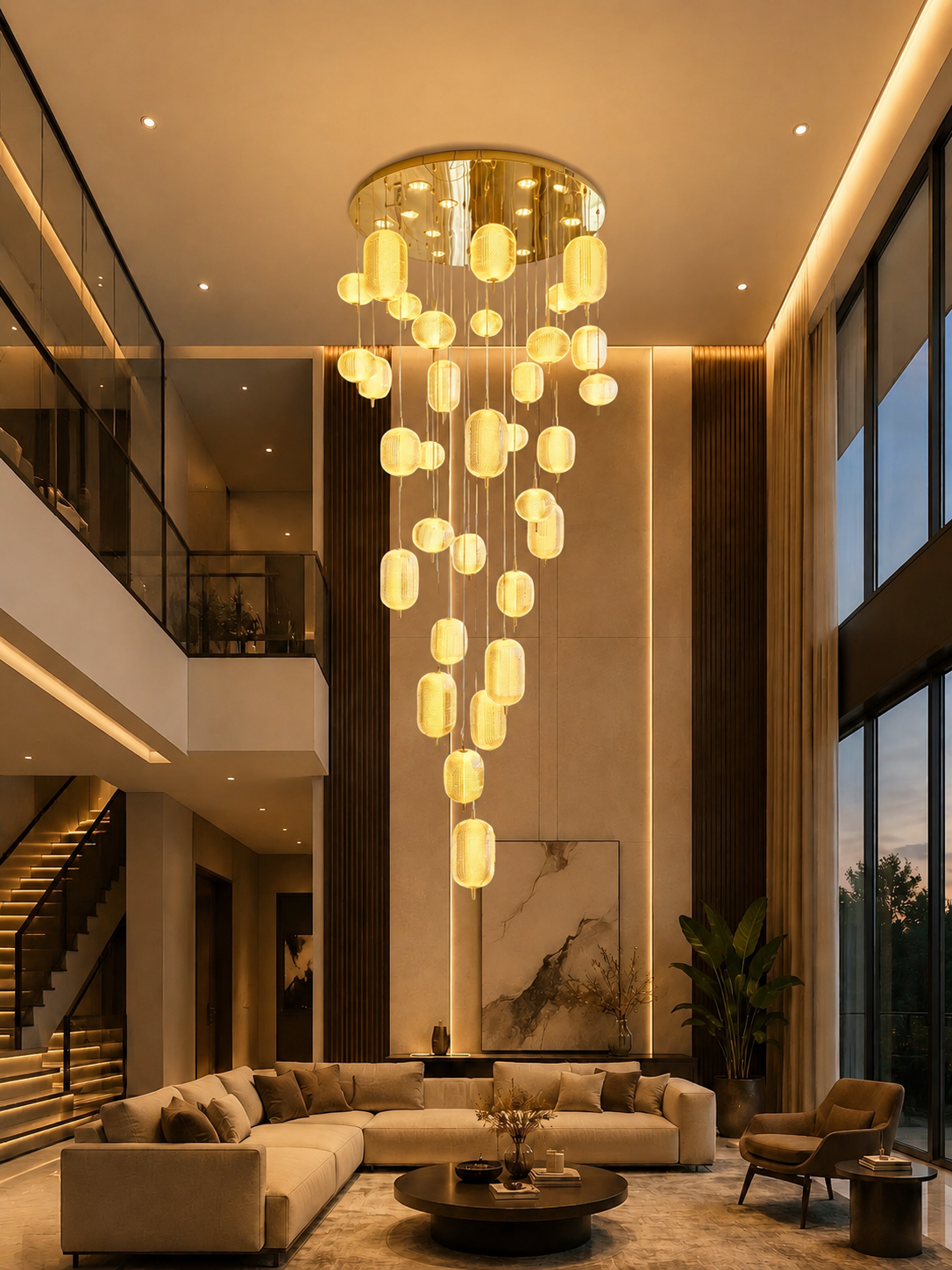 32-Light LED Chandelier for Grand Double-Height Rooms – DK14 MX24