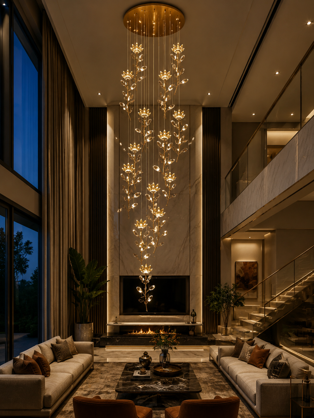 20-Light Chandelier for Double-Height Living Rooms – DK12 8596