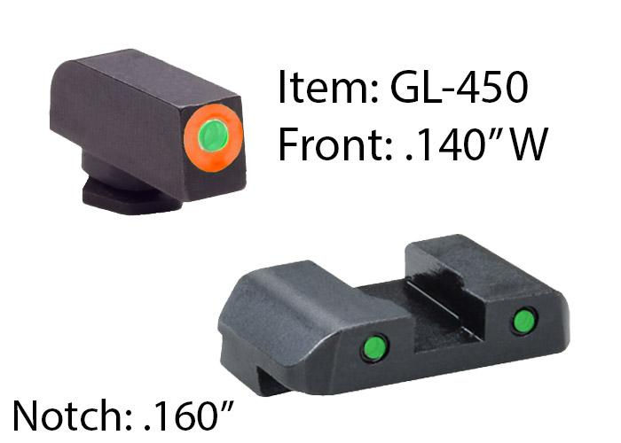 Spartan Operator 3Dot Nght Sght Glock 42-43 Green TritiumOrng Frnt Blk Rear