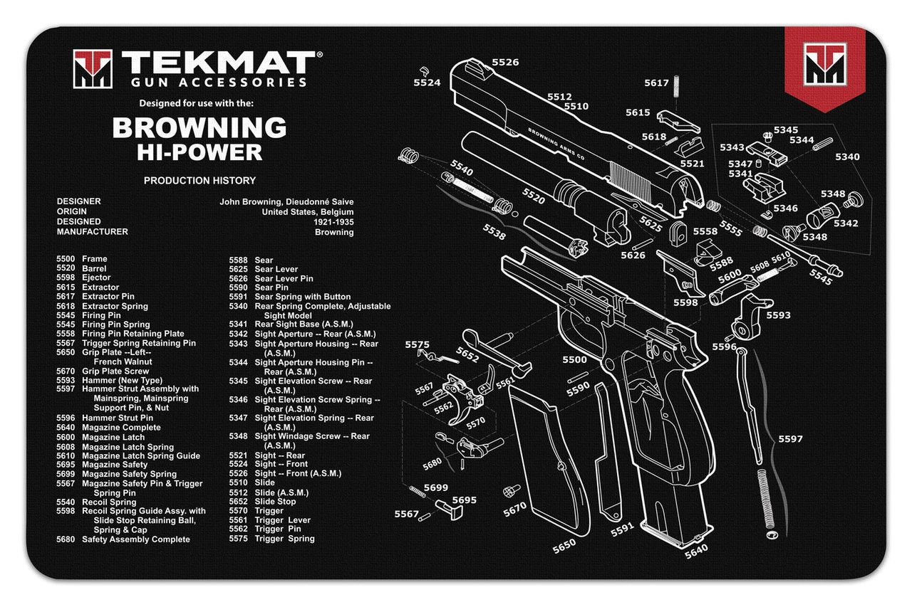 Browning Hi Power TekMat Gun Cleaning Mat 11x17