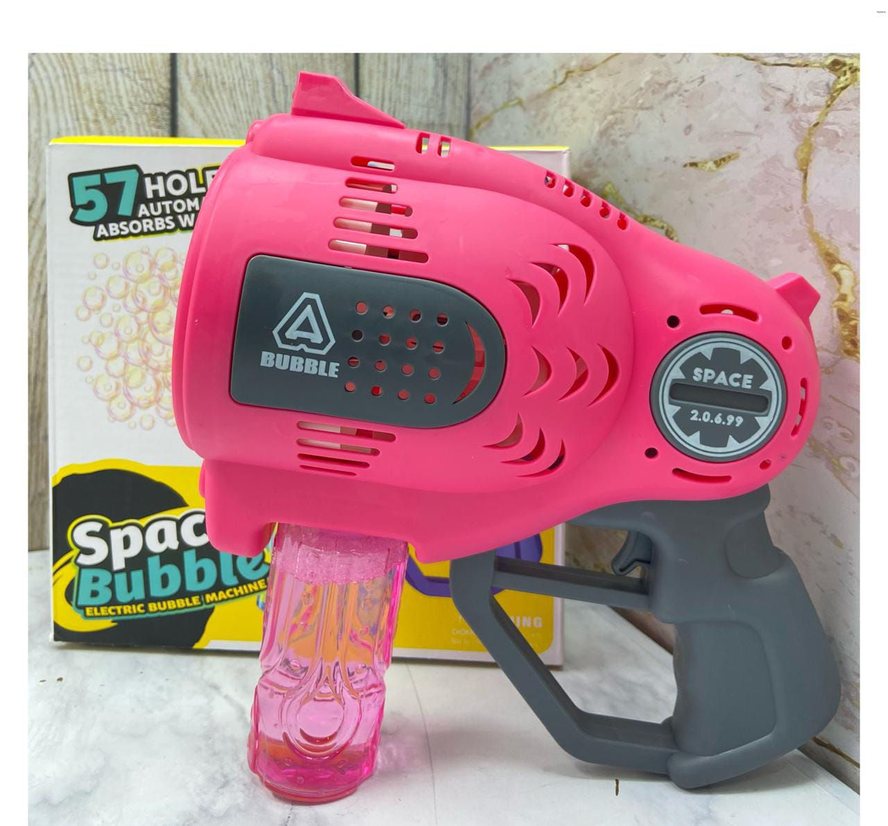 Pistola de burbujas en color rosa