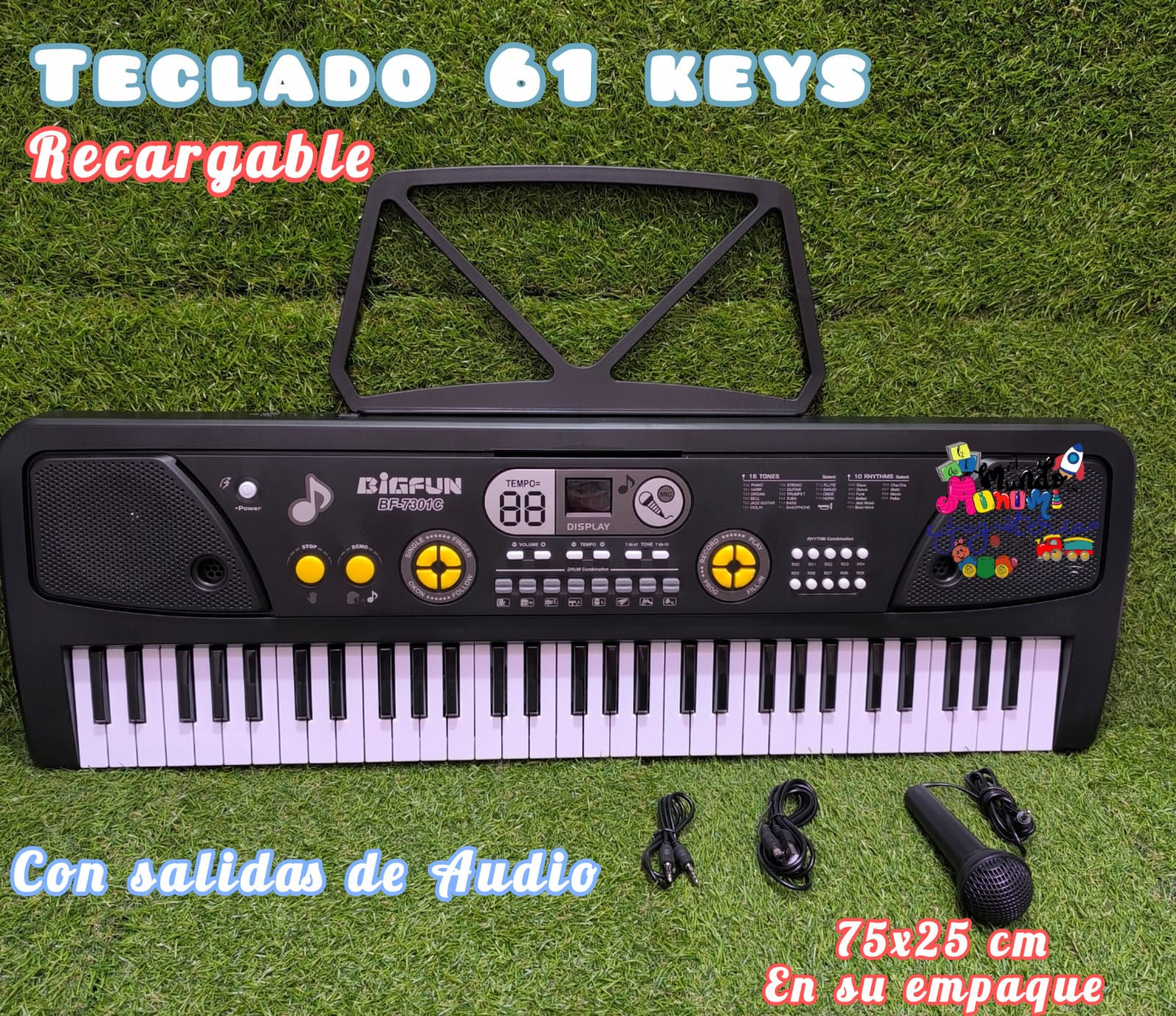 Teclado electrónico de 61 teclas recargable