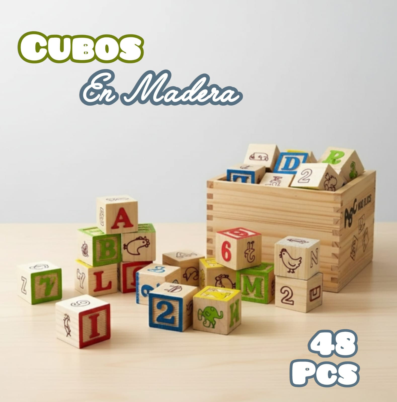Modelo 48 Piezas – Cubos Didácticos de Madera