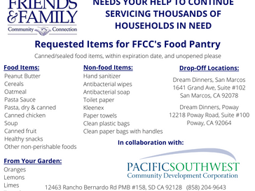 PSCDC And FFCC Teaming Up to Provide Supplies for San Diego Families