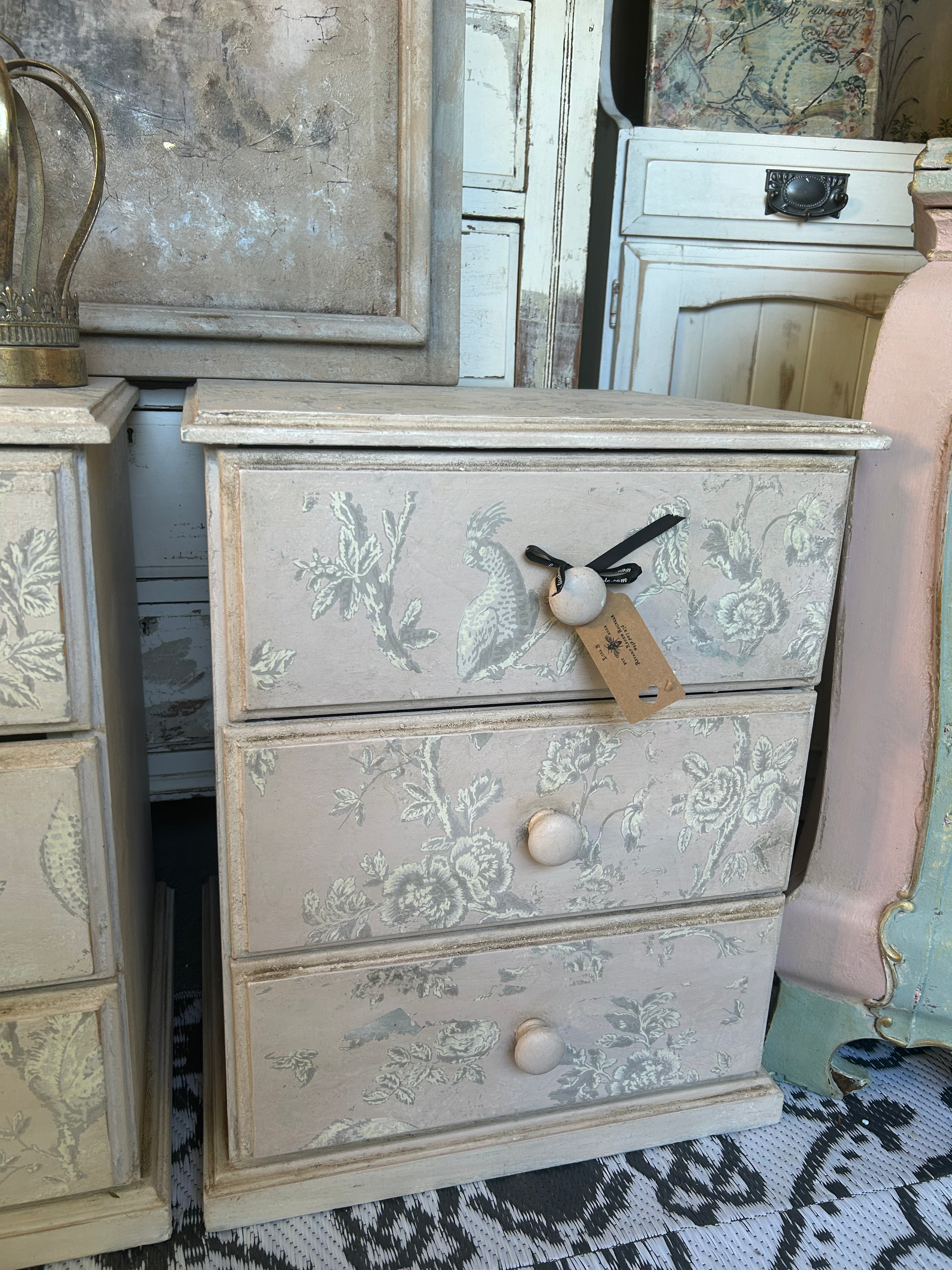 2 x Soft Pink Pine Bedsides