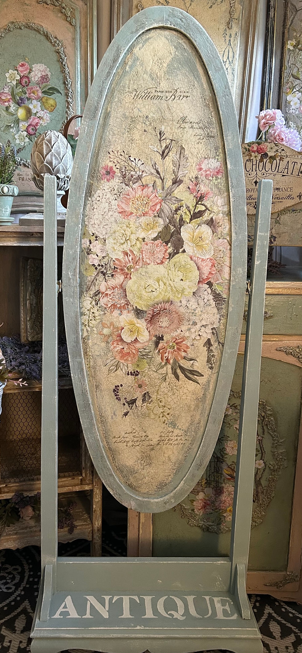 Thumbnail: Botanique Bloom – Vintage Standing Mirror Panel