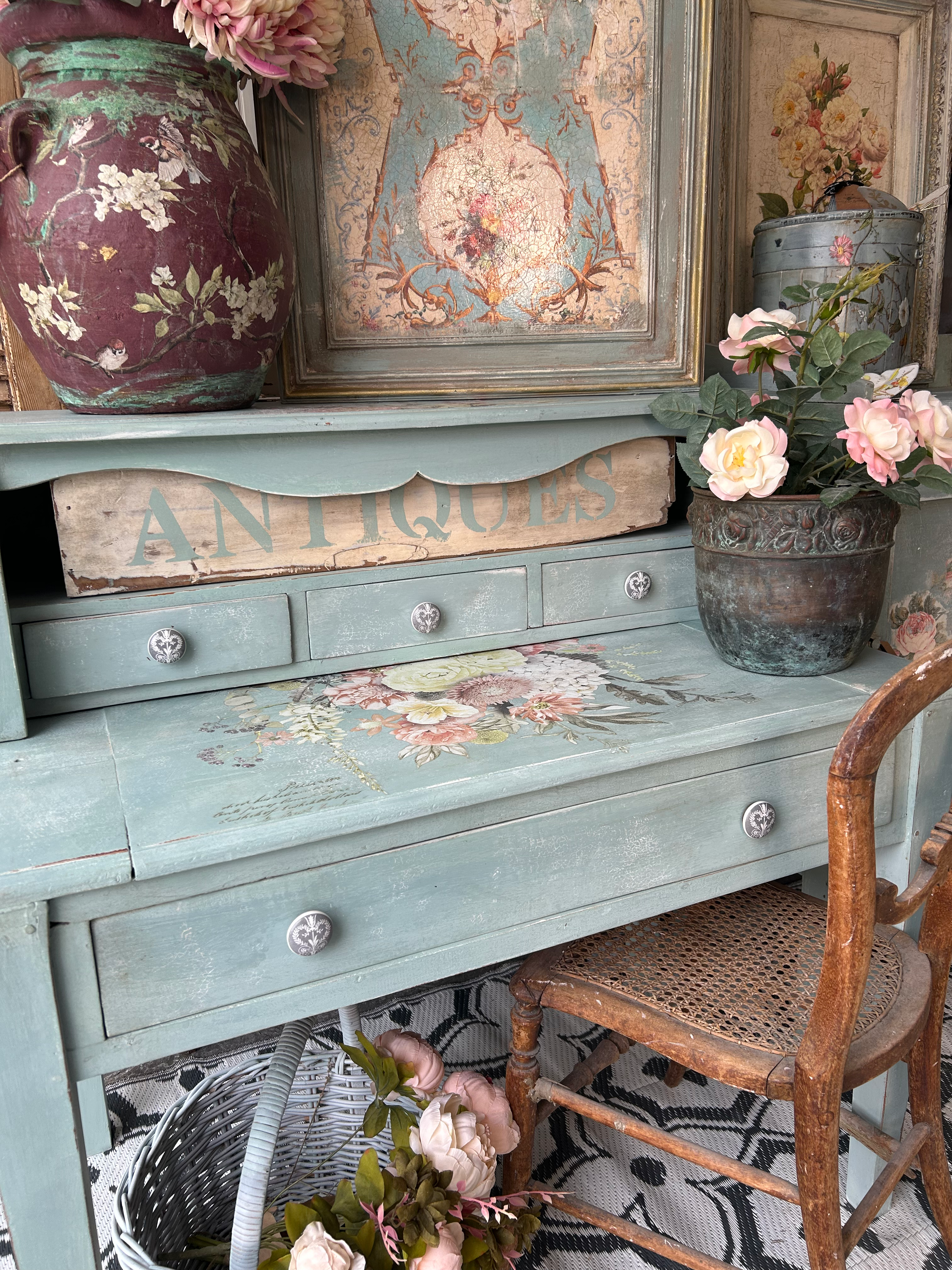 Vintage Desk Duck Egg Blue