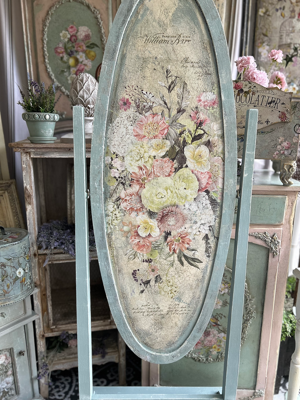 Thumbnail: Botanique Bloom – Vintage Standing Mirror Panel
