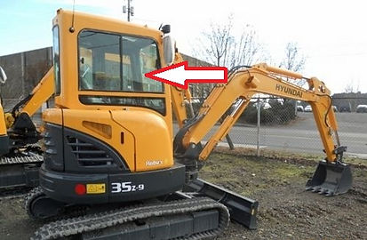 Стекло для мини экскаватора Hyundai R35Z-9 | Стекло для мини экскаватора Hyundai R27Z-9| стекло правое верхние кузовное возле стрелы ближе к лобовому стеклу подвижное (закаленное)