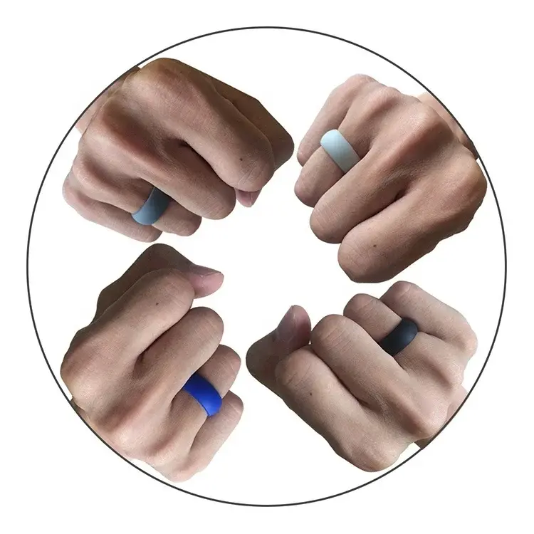 Thumbnail: Metallic Rubber Wedding Bands Silicone Sports Rings Wedding Bands