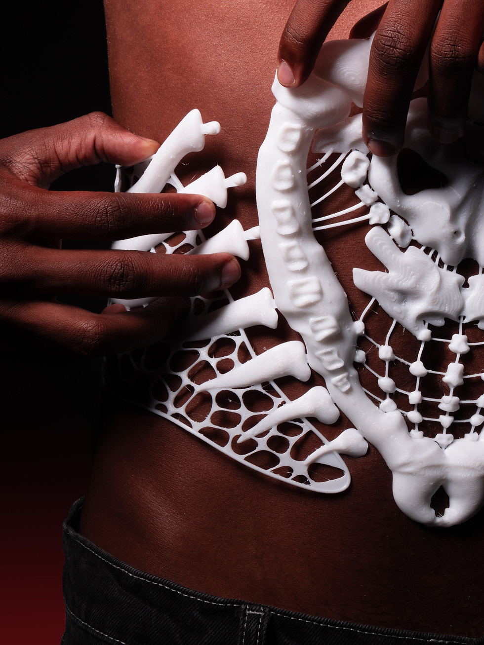 3D Printed Corset sculpted to resemble fish bones