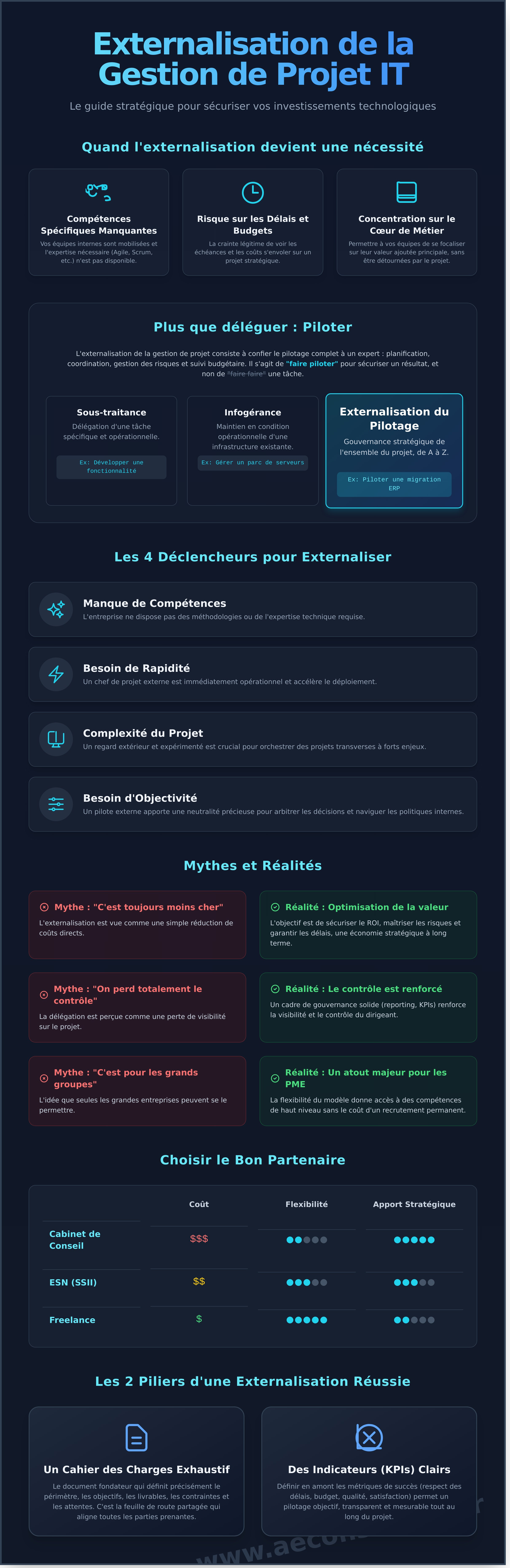 Externalisation de la gestion de projet IT infographic - visual guide